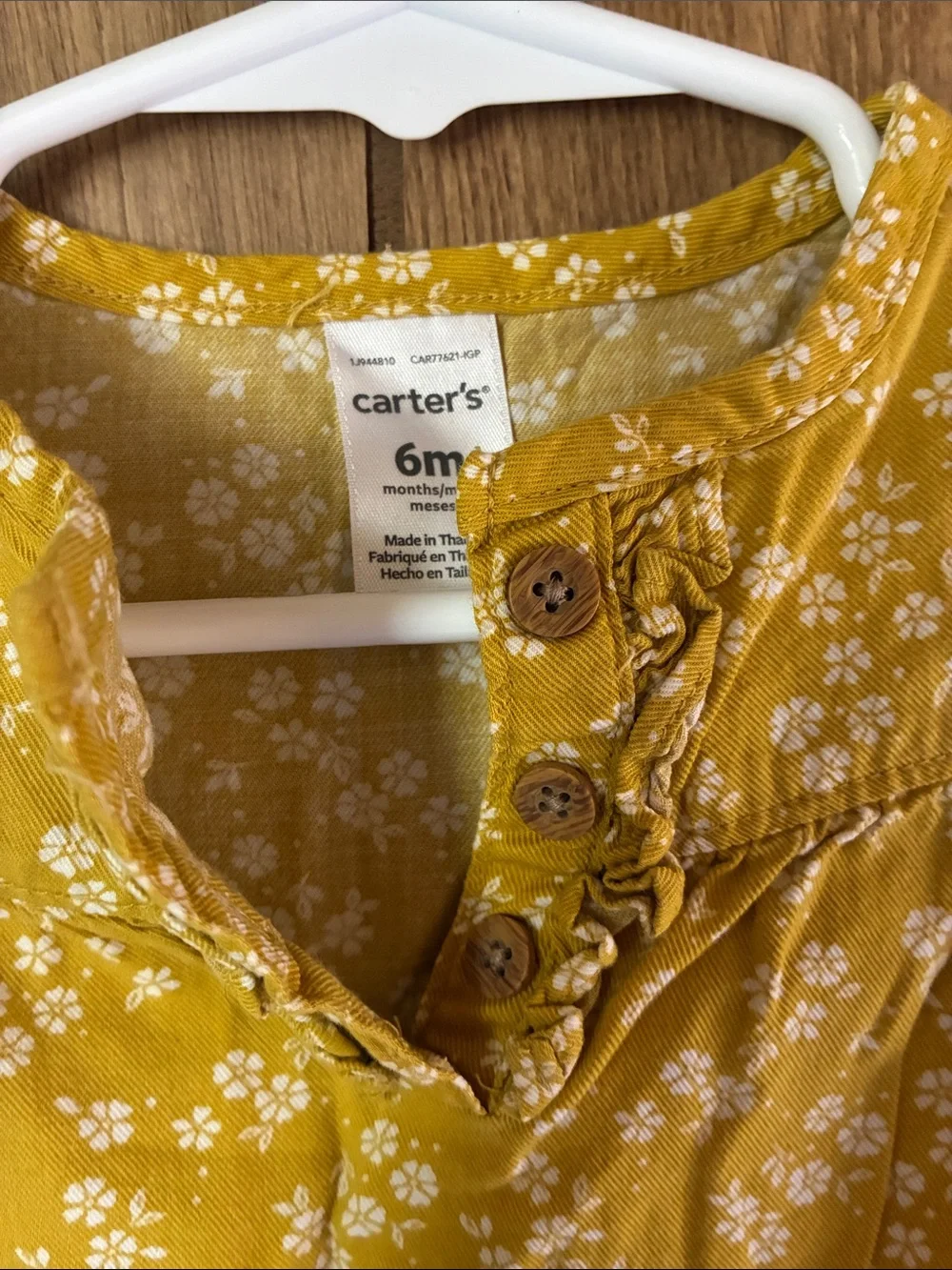 Carter's Mustard Yellow Floral Long-Sleeve Baby One-Piece